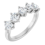 10K Gold Round Natural Diamond Five-Stone Anniversary Band – 1–1 1/2 CTW - White Gold