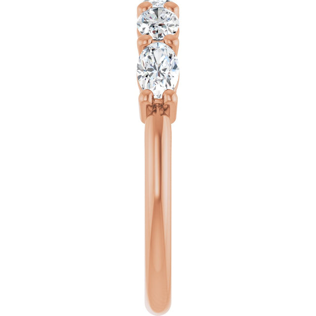 10K Gold Oval Natural Diamond Five-Stone Anniversary Band – 1 1/3–1 7/8 CTW - Rose Gold - view 4