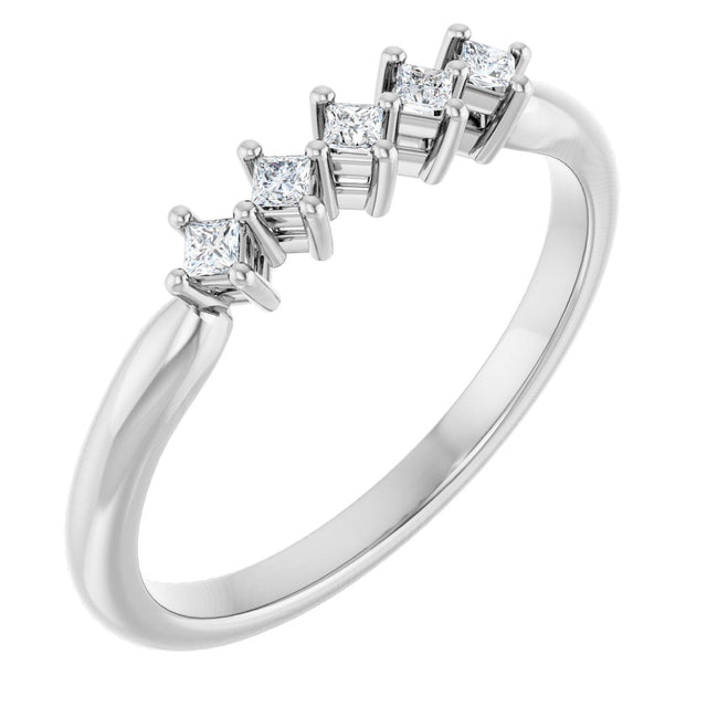 14K Gold Square Natural Diamond Five-Stone Anniversary Band – 3/8–1 1/8 CTW - White Gold