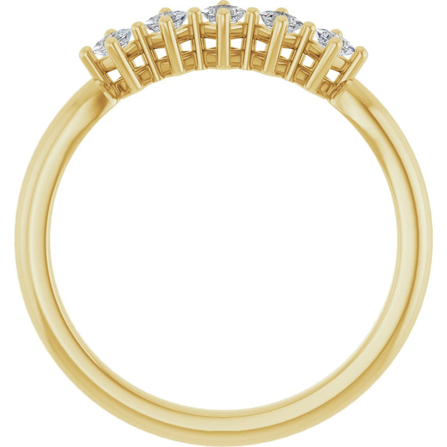 10K Gold Square Natural Diamond Five-Stone Anniversary Band – .07–1/2 CTW - Yellow Gold - view 2