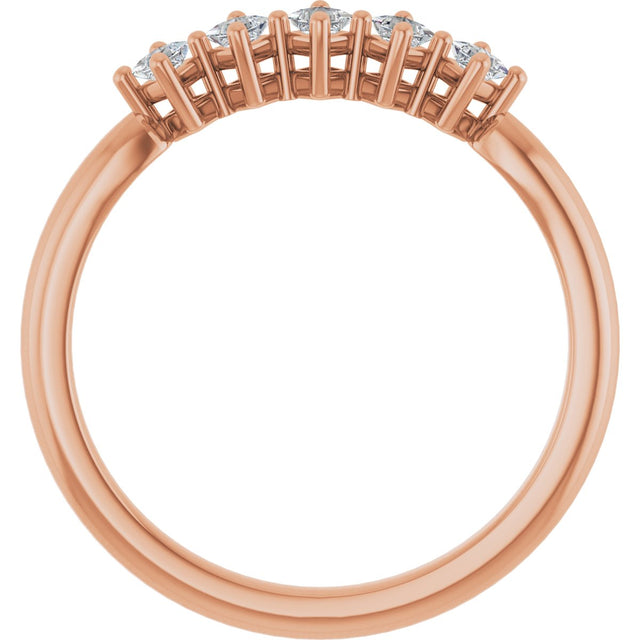 10K Gold Square Lab-Grown Diamond Five-Stone Anniversary Band – .07–3/8 CTW - Rose Gold - view 2
