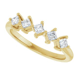 10K Gold Square Lab-Grown Diamond Five-Stone Anniversary Band – .07–3/8 CTW - Yellow Gold - view 5