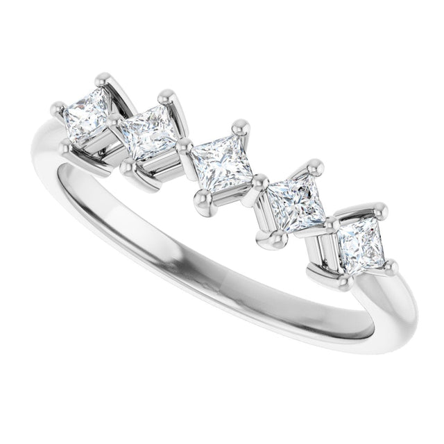 10K Gold Square Natural Diamond Five-Stone Anniversary Band – .07–1/2 CTW - White Gold - view 5