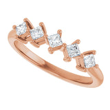 10K Gold Square Natural Diamond Five-Stone Anniversary Band – .07–1/2 CTW - Rose Gold - view 5