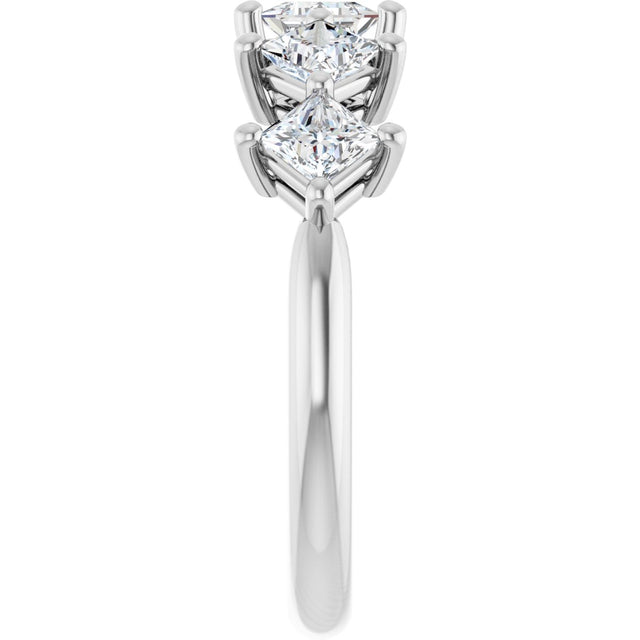 14K Gold Square Natural Diamond Five-Stone Anniversary Band – 1 1/3 CTW - White Gold - view 4