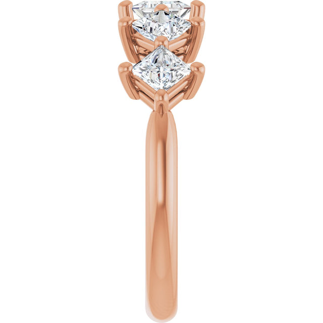 10K Gold Square Lab-Grown Diamond Five-Stone Anniversary Band – 1/2–1 9/10 CTW (Style 123843) - Rose Gold - view 4