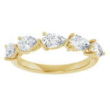 14K Gold Pear Lab-Grown Diamond Five-Stone Anniversary Band – 5/8–1 1/4 CTW - Yellow Gold - view 3