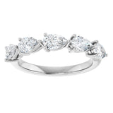 Platinum Pear Natural Diamond Five-Stone Anniversary Band – 3/4–1 1/4 CTW - view 3