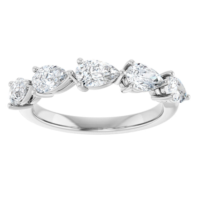 Platinum Pear Natural Diamond Five-Stone Anniversary Band – 3/4–1 1/4 CTW - view 3