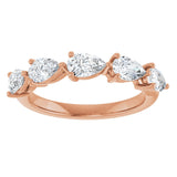 14K Gold Pear Natural Diamond Five-Stone Anniversary Band – 3/4–1 1/4 CTW - Rose Gold - view 3