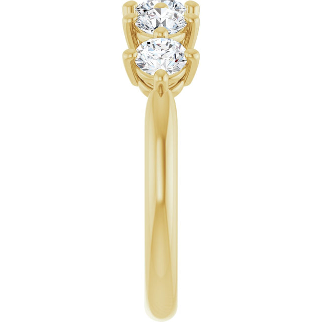 10K Gold Round Natural Diamond Five-Stone Anniversary Band – 1–1 1/2 CTW - Yellow Gold - view 4