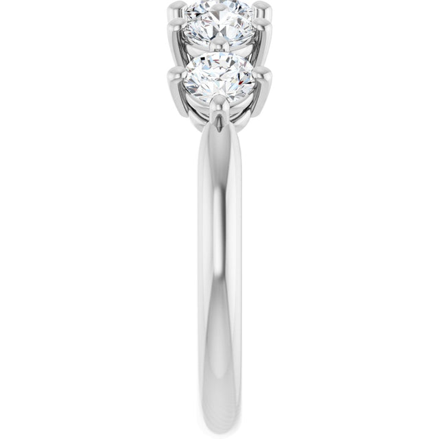 10K Gold Round Lab-Grown Diamond Five-Stone Anniversary Band – 9/10–1 5/8 CTW - White Gold - view 4