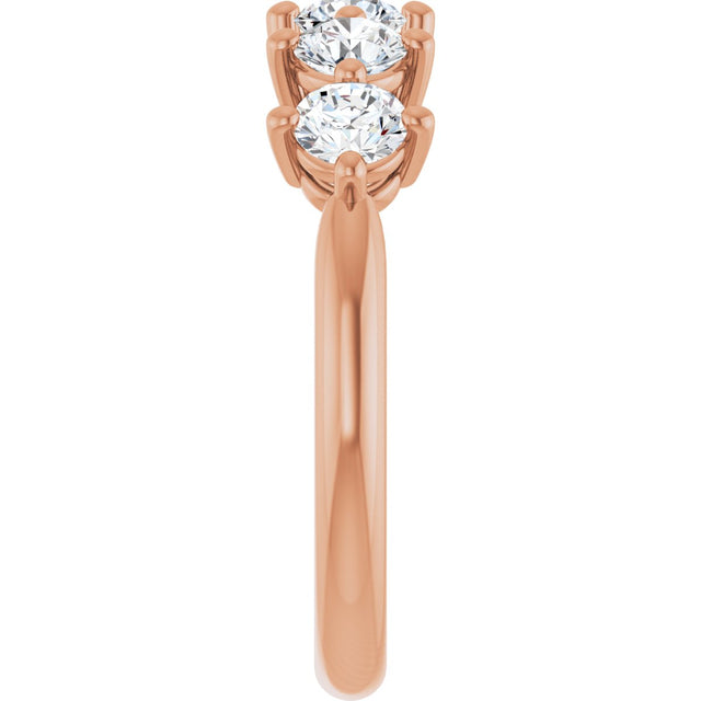 10K Gold Round Lab-Grown Diamond Five-Stone Anniversary Band – 9/10–1 5/8 CTW - Rose Gold - view 4