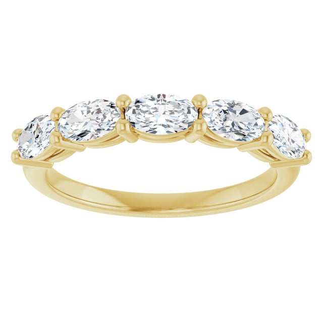 10K Gold Oval Lab-Grown Diamond Five-Stone Anniversary Band – 9/10–2 CTW - Yellow Gold - view 3
