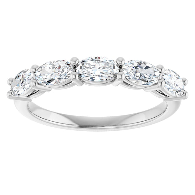 Platinum Oval Lab-Grown Diamond Five-Stone Anniversary Band – 5x3 mm Stones - view 3