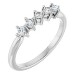 14K Gold Asscher Natural Diamond Five-Stone Anniversary Band – 1/4–3/8 CTW - White Gold