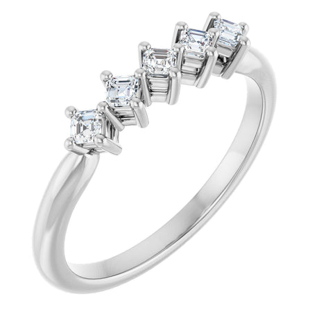 Platinum Asscher Natural Diamond Five-Stone Anniversary Band – 1/4–3/8 CTW