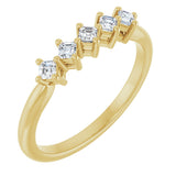 14K Gold Asscher Natural Diamond Five-Stone Anniversary Band – 1/4–3/8 CTW - Yellow Gold