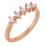 10K Gold Square Natural Diamond Five-Stone Anniversary Band – .07–1/2 CTW - Rose Gold
