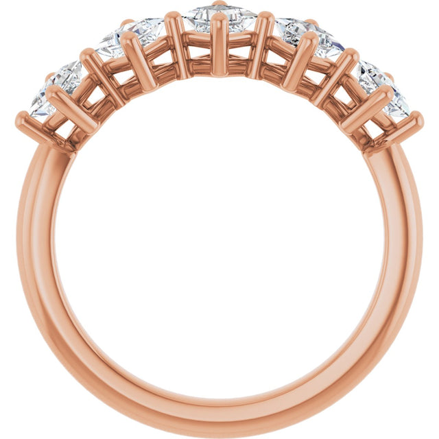 10K Gold Square Natural Diamond Five-Stone Anniversary Band – 5/8–1 9/10 CTW - Rose Gold - view 2