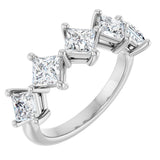 10K Gold Square Natural Diamond Five-Stone Anniversary Band – 5/8–1 9/10 CTW - White Gold
