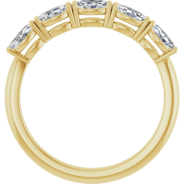 14K Gold Marquise Lab-Grown Diamond Five-Stone Anniversary Band – 1/3–1/2 CTW - Yellow Gold - view 2