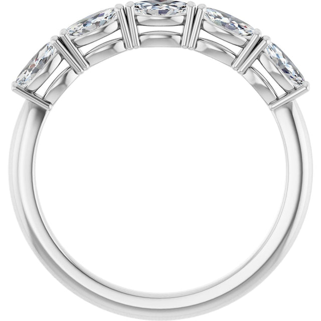 Platinum Marquise Lab-Grown Diamond Five-Stone Anniversary Band – 1/3–1/2 CTW - view 2