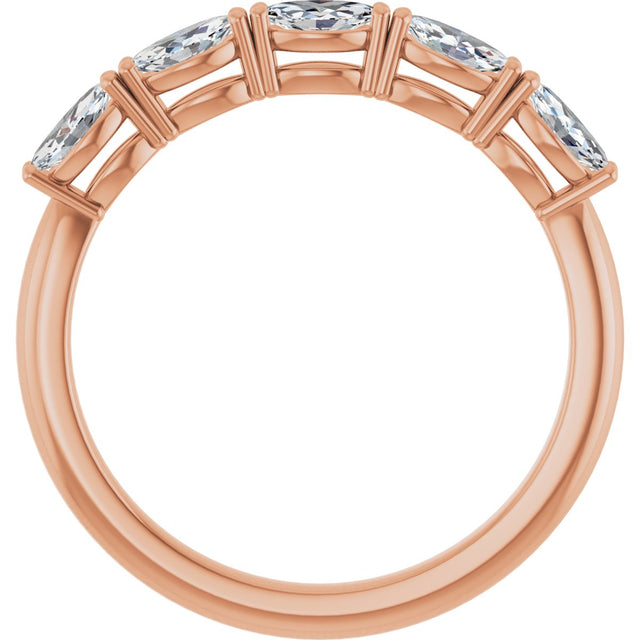14K Gold Marquise Natural Diamond Five-Stone Anniversary Band – 1/3–5/8 CTW - Rose Gold - view 2