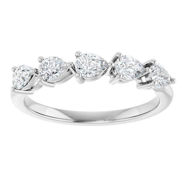 Platinum Pear Natural Diamond Five-Stone Anniversary Band – 3/4–1 1/4 CTW - view 3