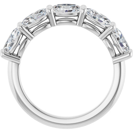 Platinum Oval Lab-Grown Diamond Five-Stone Anniversary Band – 6x4 mm Stones - view 2