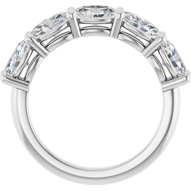 10K Gold Oval Lab-Grown Diamond Five-Stone Anniversary Band – 9/10–2 CTW - White Gold - view 2