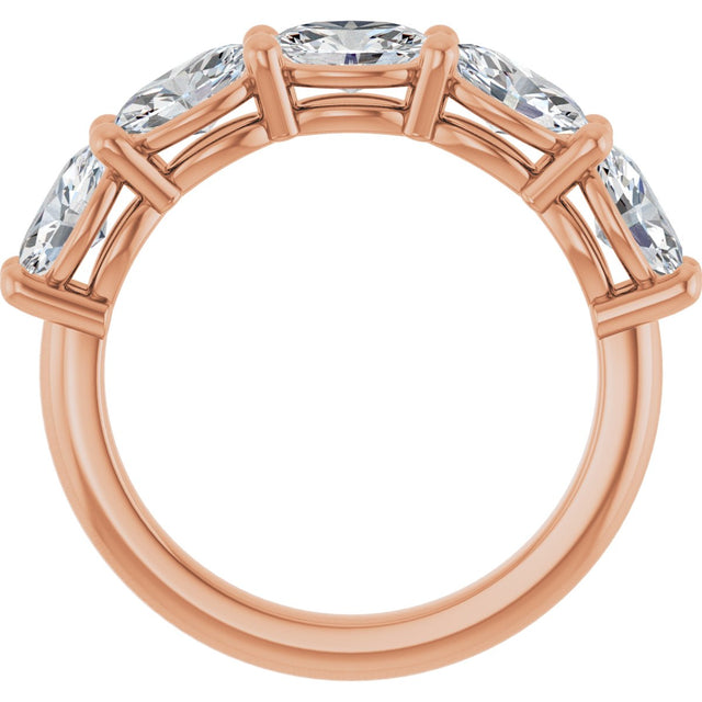 10K Gold Oval Natural Diamond Five-Stone Anniversary Band – 1 1/3–1 7/8 CTW - Rose Gold - view 2
