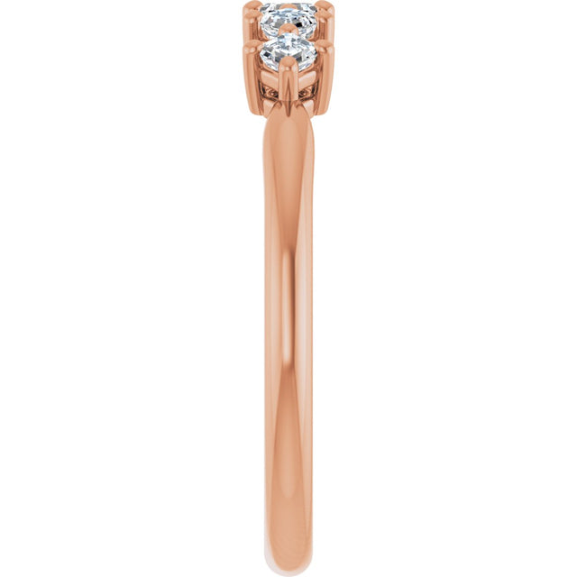 14K Gold Asscher Natural Diamond Five-Stone Anniversary Band – 1/4–3/8 CTW - Rose Gold - view 4