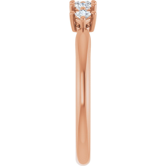 10K Gold Square Lab-Grown Diamond Five-Stone Anniversary Band – .07–3/8 CTW - Rose Gold - view 4
