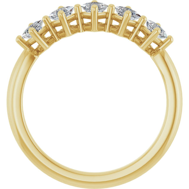 10K Gold Square Lab-Grown Diamond Five-Stone Anniversary Band – 1/2–1 9/10 CTW (Style 123843) - Yellow Gold - view 2