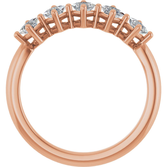10K Gold Square Natural Diamond Five-Stone Anniversary Band – .07–1/2 CTW - Rose Gold - view 2