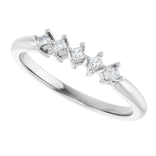 10K Gold Square Lab-Grown Diamond Five-Stone Anniversary Band – .07–3/8 CTW - White Gold - view 5