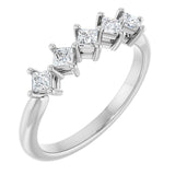 10K Gold Square Natural Diamond Five-Stone Anniversary Band – .07–1/2 CTW - White Gold