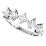 14K Gold Square Natural Diamond Five-Stone Anniversary Band – 3/8–1 1/8 CTW - White Gold - view 5
