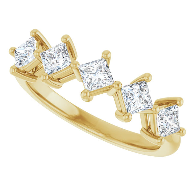 10K Gold Square Lab-Grown Diamond Five-Stone Anniversary Band – 1/2–1 9/10 CTW (Style 123843) - Yellow Gold - view 5