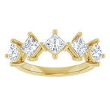 10K Gold Square Lab-Grown Diamond Five-Stone Anniversary Band – 1/2–1 9/10 CTW (Style 123843) - Yellow Gold - view 3