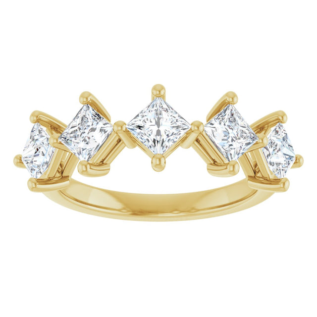 10K Gold Square Lab-Grown Diamond Five-Stone Anniversary Band – 1/2–1 9/10 CTW (Style 123843) - Yellow Gold - view 3