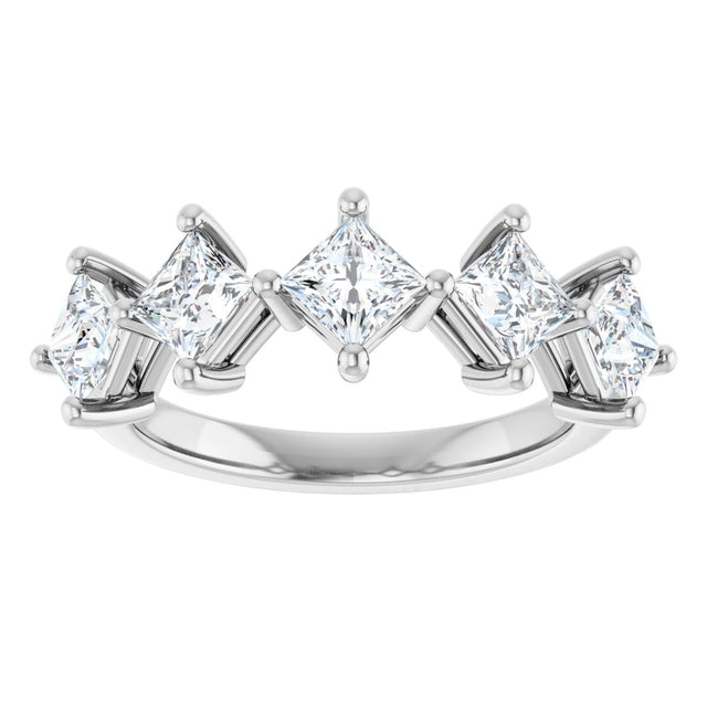 10K Gold Square Lab-Grown Diamond Five-Stone Anniversary Band – 1/2–1 9/10 CTW (Style 123843) - White Gold - view 3