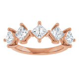 10K Gold Square Natural Diamond Five-Stone Anniversary Band – 5/8–1 9/10 CTW - Rose Gold - view 3