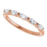 14K Gold Marquise Natural Diamond Five-Stone Anniversary Band – 1/3–5/8 CTW - Rose Gold - view 5