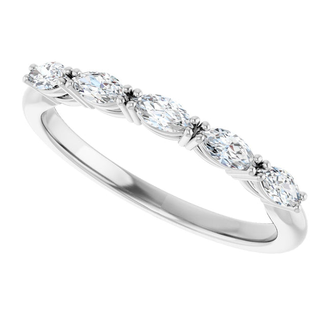 Platinum Marquise Lab-Grown Diamond Five-Stone Anniversary Band – 1/3–1/2 CTW - view 5