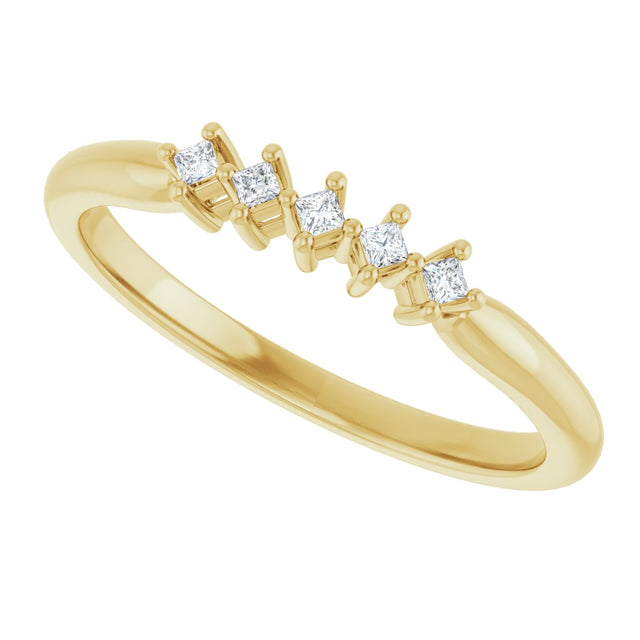 10K Gold Square Lab-Grown Diamond Five-Stone Anniversary Band – .07–3/8 CTW - Yellow Gold - view 5