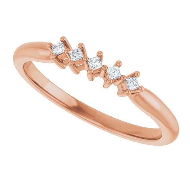 10K Gold Square Natural Diamond Five-Stone Anniversary Band – .07–1/2 CTW - Rose Gold - view 5