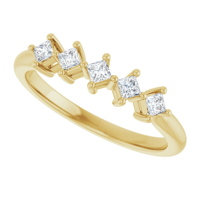10K Gold Square Lab-Grown Diamond Five-Stone Anniversary Band – .07–3/8 CTW - Yellow Gold - view 5