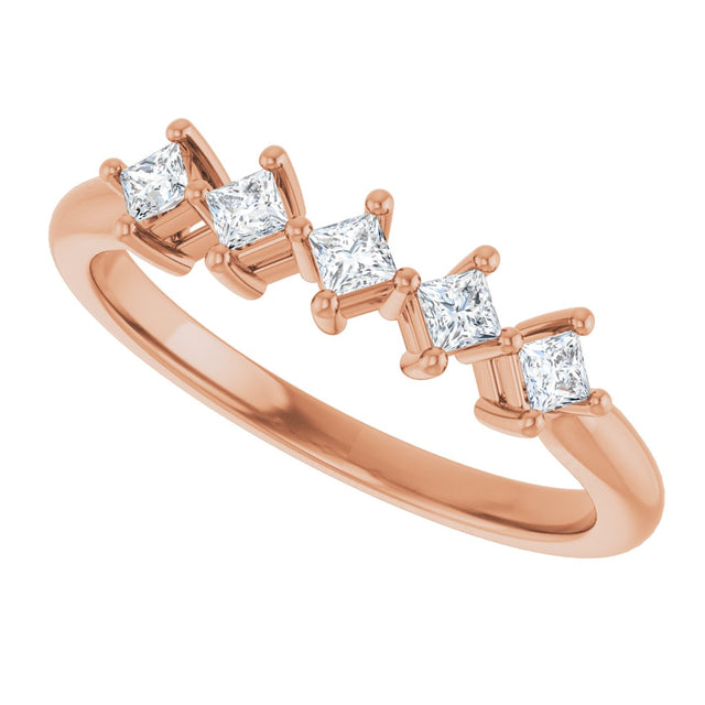 10K Gold Square Lab-Grown Diamond Five-Stone Anniversary Band – .07–3/8 CTW - Rose Gold - view 5